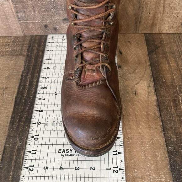Unbranded Vintage Linesman Logger Plain Toe Lace Up Work Boots Mens 10.5 D - Picture 4 of 12